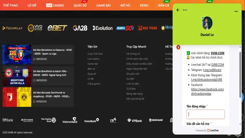 live chat Các vấn đề thường gặp và cách hỗ trợ từ SV88