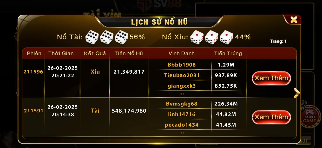 Chơi tài xỉu app SV88 